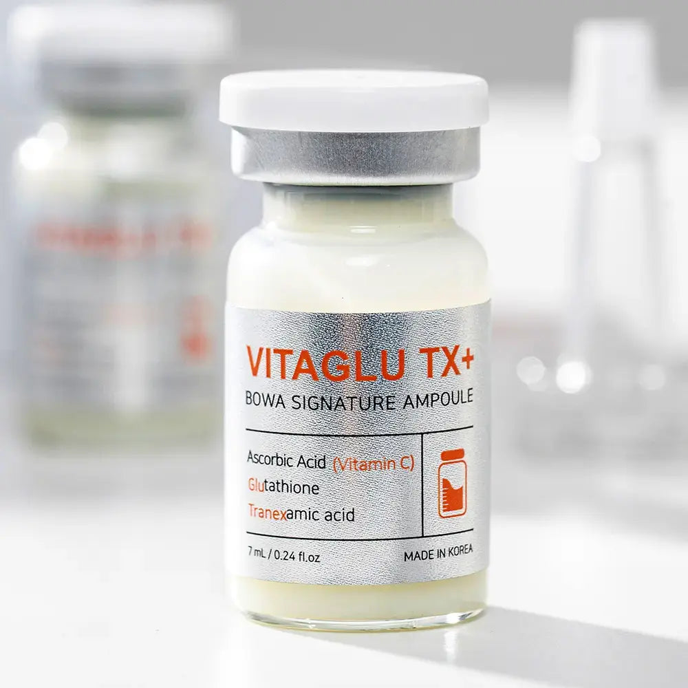 Vitaglu TX+ ampoule bottle with a white background